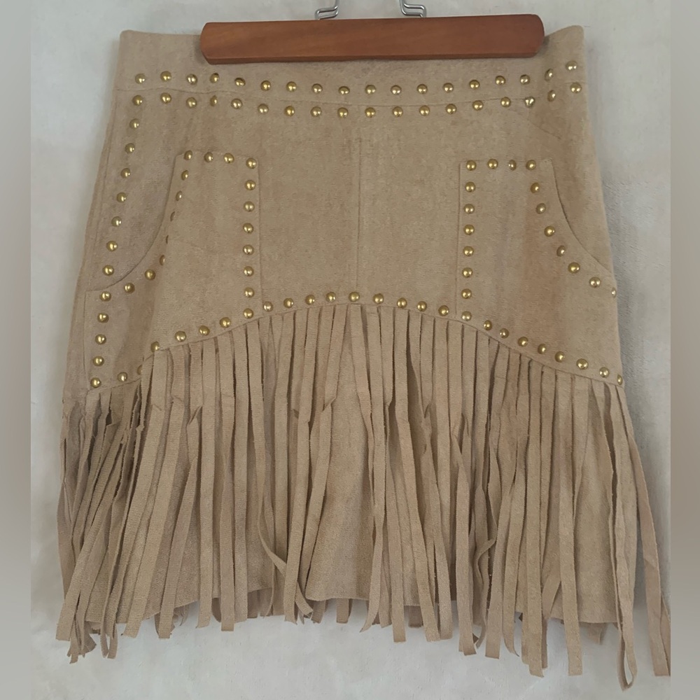 Women’s Faux Suede Fringe Skirt